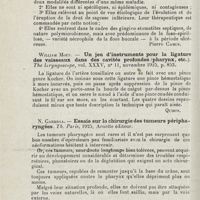 1228 - Page 1228 - Revue analytique (Ouvrages, thèses et articles). Maurice Coriat. - De la doctrine dentaire de la stomatite ulcéro-membraneuse et de l'angine de Vincent. Thèse Paris, 1925... / William Molt. - Un jeu d'instruments pour la ligature des vaisseaux dans les cavités profondes (pharynx, etc.). The laryngoscope... [Quirin] / N. Carrega. - Essais sur la chirurgie des tumeurs péripharyngées. Th. Paris, 1925, Arnette éditeur