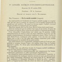 0212 - Page 212 - Congrès. Ve Congrès roumain d'oto-rhino-laryngologie. Bucarest, 24, 25 octobre 1926. Em. Daraban. - De la surdi-mutité