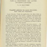 0423 - Page 411 - Mémoires. Les rayons ultra-violets dans la profondeur des cavités oto-rhino-laryngées. Par le Dr Albert Poret. Propriétés générales des rayons ultra-violets. Leur action sur l'organisme