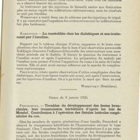 1105 - Page 1093 - Sociétés savantes. Société tchécoslovaque d'otolaryngologie à Prague. Séance du 7 décembre 1925. Jindra. - Bismuth dans le traitement du sclérome / Kakljugin. - La mastoïdite chez les diabétiques et son traitement par l'insuline / Séance du 9 janvier 1926. Precechtel. - Troubles du développement des fentes branchiales, leur transmission héréditaire d'après les lois de Mendel. Contribution à l'opération des fistules latérales congénitales du cou