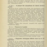 1246 - Page 1234 - Sociétés savantes. Société autrichienne d'otologie. Séance du 28 mars 1927.Vermes et Brugel. - Teneur en calcium du sérum sanguin au cours des inflammations de l'oreille moyenne / O. Beck. - A propos des symptômes de l'abcès cérébral gauche / Ruttin. - Tumeur de l'auditif / Popper. - Diagnostic étiologique difficile dans un cas de septicémie