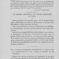 0003 - Page 2 - A nos lecteurs / Le conseil municipal et l’école dentaire de Paris. Sur la valeur des opérations plastiques sur le palais et sur la détermination de l’age auquel il convient de les pratiquer