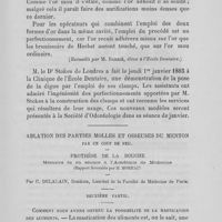 0010 - Page 9 - Clinique de l’école dentaire de Paris / Ablation des parties molles et osseuses du menton par un coup de feu par C. Delalain... (A suivre). Deuxième partie - Comment nous avons obtenu la possibilité de la mastication des aliments