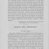 0033 - Page 32 - Sociétés savantes étrangères. Société Odontologique de la Grande Bretagne. Séance ordinaire mensuelle du 7 avril 1884 / Revues journaux. Une dent morte (Dental Record, Décembre 1884)