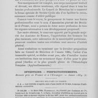 0119 - Page 118 - Rapport annuel de l'association générale des dentistes de France et de la société civile de l'école et de l'hôpital dentaires de Paris. Assemblée générale du mardi 30 janvier 1885 / Inventions. - Perfectionnements