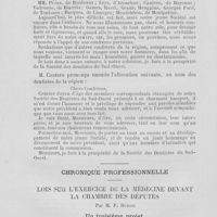0089 - Page 78 - Lettres de province / Chronique professionnelle. Lois sur l'exercice de la médecine devant la chambre des députés par M. P. Dubois