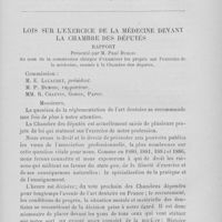 0112 - Page sans numérotation - Nouvelles. Sans titre / Lois sur l'exercice de la médecine devant la chambre des députés rapport présenté par M. Paul Dubois (Suite et fin au prochain numéro)