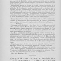 0195 - Page 176 - Les expertises et les chambres syndicales / Pourquoi le compte-rendu du congrès dentaire international n'est-il pas encore publié ?