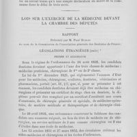 0224 - Page 201 - Réglementation de l'art dentaire - Union des sociétés professionnelles. Enregistrement / Dispositions transitoires / Lois sur l'exercice de la médecine devant la chambre des députés. Rapport présenté par M. Paul Dubois