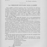0318 - Page 291 - Chronique professionnelle. Note du comité syndical de l'association générale des dentistes de France / La chirurgie dentaire dans l'armée