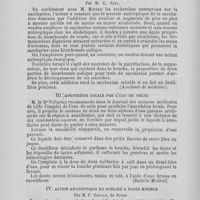 0411 - Page 376 - Revue de thérapeutique. Dentifrice désinfectant / La saccharine par M. C. Paul (Académie de médecine) / Anesthésie locale par L’eau de seltz (Bulletin Médical) / Action antiseptique du sublimé à doses minimes par M. F. Sodalji (Farmaçista italiana et Bolletin farmaceutico, april 1889)