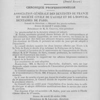 0060 - Page 52 - Revue de l’étranger. Remarques sur les réflexes dentaires par M. H. Macnaughton Jones (Dental record) / Chronique professionnelle. Association générale des dentistes de France et société civile de l’école et de l’hôpital dentaires de Paris. Conseil de Direction. — Résumé des procès-verbaux. Séance du mardi 7 octobre 1890 / Séance du mardi 28 octobre 189