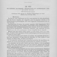 0069 - Page 61 - Le nez - Ses rapports anatomiques, physiologiques et pathologiques avec la cavité buccale par le Dr De la Jarrige