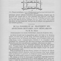 0076 - Page 68 - Nouveau procédé pour obtenir le parallélisme des pivots par M. Barbe / Nouveau procédé pour obtenir le parallélisme des pivots par M. Barbe / De la possibilité du traitement des affections dentaires sans médicaments par M. Ch. Godon