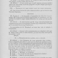 0198 - Page 174 - Société d’odontologie de Paris. Séance du mardi 3 mars 1891. VINouvelle matrice pour poser la digue sur les racines au-dessous de la gencive, par M. Loup / VIITolérance du tissu osseux pour les corps étrangers / IPrésentation de racines, par M. Gillard