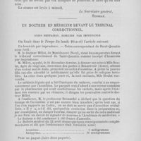 0217 - Page 193 - Chronique professionnelle. Association générale des dentistes de France / Un docteur En médecine devant le tribunal correctionnel