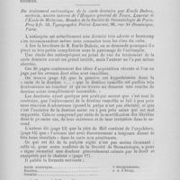 0225 - Page 201 - Bibliographie par M. P. Dubois. Appréciation de l'examen médico-légal de la dentition dans les questions d'identité, par le Dr Maurice Merciolle. — Lyon, Storck, imprimeur-éditeur / Du traitement antiseptique de la carie dentaire par Emile Dubois