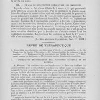 0539 - Page 479 - Miscellanea. VUn cas d’empyème de l’antre d’hyghmore du au streptocoque de l’érysipèle par le docteur Luc. (Revue de laryngologie) / VIUn cas de constriction congénitale des machoires. (Archiva italiana di pediatria, fasc. III, 1891) / Revue de thérapeutique. Propriétés anesthésiques des fluorures d’éthyle et de méthyle