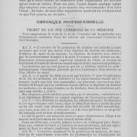 0628 - Page 552 - Présentation d’un petit appareil pour faciliter les pansements des racines par M. Frantz / Chronique professionnelle. Projet de loi sur l’exercice de la médecine