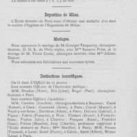 0096 - Page 95 - Nouvelles. Association générale des dentistes de France / Exposition de Milan / Mariages / Distinctions honorifiques
