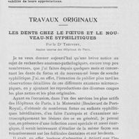 0098 - Page 97 - Travaux originaux. Les dents chez Le foetus et le nouveau-né syphilitiques par le Dr Theuveny
