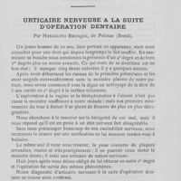 0218 - Page 211 - Faits cliniques. Une racine de dent dans le sinus maxillaire par G. Besse / Urticaire nerveuse à la suite d’opération dentaire par Heraclito Brusque
