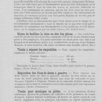 0429 - Page 422 - Notes pratiques. Dangers de l'emploi d'un thermomètre ayant servi trop longtemps pour la vulcanisation (Anon, die Zahnkunst.) / Moyens de faciliter la mise en cire des pièces (Dent. Rev.) / Vernis à séparer les empreintes (West. Dent. J.) / Réparation des blocs de dents à gencive (Dent. Summary.) / Vernis pour moulages en plâtre (Amer. Jour.) / Mise en cire des morceaux d’une pièce brisée (Dent. Rev.)