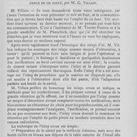 0090 - Page 87 - Sociétés savantes. Société d’odontologie de Paris. Séance du 4 juin 1907. Bridges et pyorrhée alvéolaire. M. Godon / Des obturations par les incrustations d’or. — Inlays creux en or coulé, par M. G. Villain
