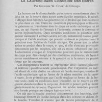 0325 - Page 318 - Revue de l’étranger. Role joué par Certains acides dérivés de la lactose dans l'érosion des dents par Georges W. Cook (Dental Review, mai 1906)