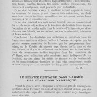 0025 - Page 24 - Chronique professionnelle. Les services dentaires de l'armée et les chirurgiens-dentistes. Fonctionnement d’un service dentaire dans un corps de troupe / Le service dentaire dans l’armée des Etats-Unis d’Amérique