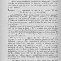 0038 - Page 38 - Réunions et congrès. Société d’orthodontie d’Europe. Cas de la 2e classe, 2e division, traité par le nouvel appareil de redressement d'angle a cheville et a tube, par A. H. Ketcham, de Denver / Diagnostic et traitement de cas de la classe iii par R. Ottolengui, de New-York