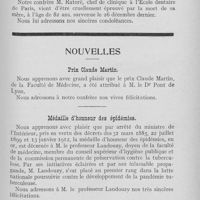 0045 - Page 45 - Nécrologie / Nouvelles. Prix Claude Martin / Médaille d’honneur des épidémies