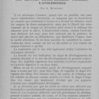0400 - Page 400 - Revue des revues. Les cavités bucco-nasales pendant l'adolescence par A. Mumford