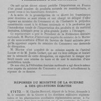 0413 - Page 413 - Intérêts professionnels. Les fournitures dentaires et les prohibitions d’importations / Réponses du ministre de la guerre à des questions écrites