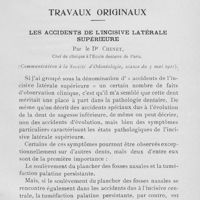 0006 - Page 5 - Travaux originaux. Les accidents de l’incisive latérale supérieure par le Dr Chenet