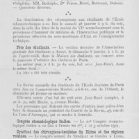 0068 - Page 67 - Nouvelles. Association de l’Ecole odontotechnique / Fête des étudiants / Congrès stomatologique italien / Syndicat des chirurgiens-dentistes du Rhône et des régions voisines