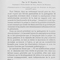 0073 - Page 72 - Travaux originaux. Les troubles pulpaires dans la pyorrhée par le Dr Maurice Roy