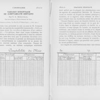 0109 - Page 108-109 - Travaux originaux. Tableau synoptique de comptabilité dentaire par E. Miégeville