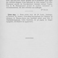 0126 - Page 126 - Bibliographie. Dr Marcel Darcissac. — De la mobilisation physiologique et permanente du maxillaire inférieur en chirurgie maxillo-faciale / Livre reçu