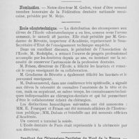 0130 - Page 130 - Nouvelles. Association générale des dentistes de Belgique / Nomination / Ecole odontotechnique / Syndicat des Chirurgiens-dentistes du Nord de la France