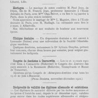 0131 - Page 131 - Nouvelles. Syndicat des Chirurgiens-dentistes du Nord de la France / Mariages / Clinique dentaire / Congrès de dentistes à Czernowitz / Réciprocité de validité des diplômes allemands et autrichiens