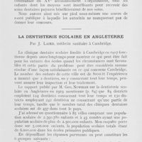 0159 - Page 159 - Hygiène. Une ebauche de clinique dentaire scolaire par Mlle b. Somer / La dentisterie scolaire en Angleterre par J. Laird