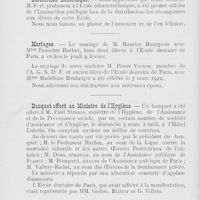 0198 - Page 198 - Nouvelles. A l’Association générale des étudiants de Paris / Distinction honorifique / Mariages / Banquet offert au Ministre de l’Hygiène