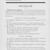 0322 - Page 322 - Nécrologie. Mme Meunier, Mme veuve Demarquette, M. G. Fauque, M. Dufourmentel, Mlle Val / Nouvelles. Distinctions honorifiques