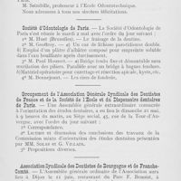 0323 - Page 323 - Nouvelles. Distinctions honorifiques / Société d’Odontologie de Paris / Groupement de l’Association Générale Syndicale des Dentistes de France et de la Société de l’école et du Dispensaire dentaires de Paris / Association Syndicale des Dentistes de Bourgogne et de Franche-Comté
