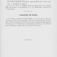 0437 - Page 437 - Réunions et congrès. Association française pour l’avancement des sciences. 1er congrès intersyndical de l’art dentaire. Lille, 30 septembre, et 1er octobre 1922. XVNouvelle porcelaine fusible pour inlays, par M. Rhein / Congrès de Rome