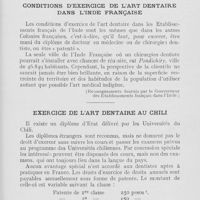 0439 - Page 439 - Chronique professionnelle. Trentenaire de la création du chirurgien dentiste par la loi du 30 novembre 1892 / Conditions d’exercice de l’art dentaire dans l’Inde Française / Exercice de l’art dentaire au Chili