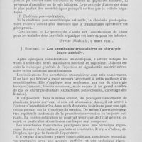0499 - Page 497 - Revue analytique. Desmaret et Lascombes. — Protoxyde d'azote et cholémie (Presse Médicale, 9 mars 1921) / J. Bercher. — Les anesthésies tronculaires en chirurgie bucco-dentaire. (Revue de Stomatologie, 1920)