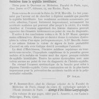 0515 - Page 513 - Bibliographie. Marcel Boll. — Cours de chimie / Dr René Merville. — Valeur diagnostique des dystrophies dentaires dans la syphilis héréditaire / Dr F. Bonnet-Roy — Abrégé d’Oto-Rhino-laryngologie