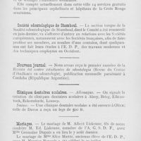 0583 - Page 581 - Nouvelles. Société des dentistes arméniens de Turquie / Société odontologique de Stamboul / Nouveau journal / Cliniques dentaires scolaires / Mariages